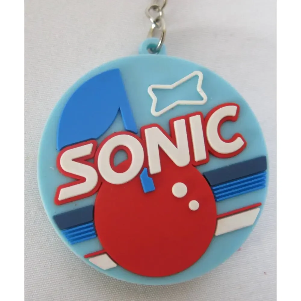 SONIC DRIVE IN *NEW* Cherry Keychain Keyring Slush Limeade Blue Red Rubber Logo